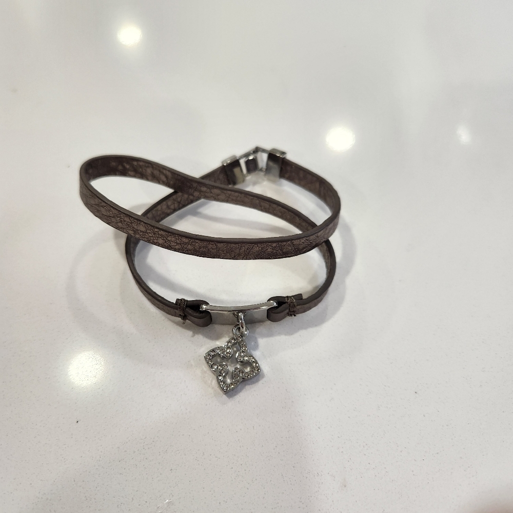 Lia Sophia Bronze Leather Wrap Bracelet